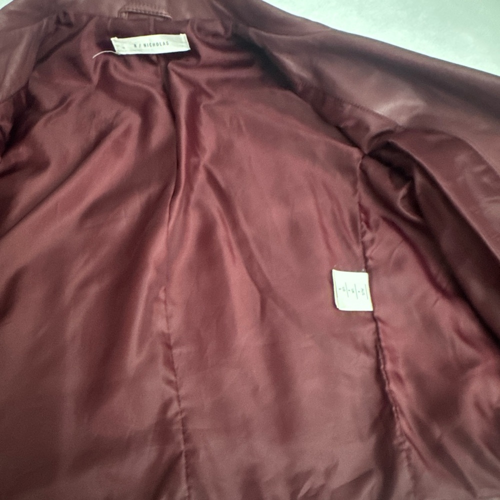 n nicholas Moto leather jacket burgundy maroon color/ New - Picture 9 of 10